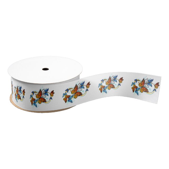 Infinity of Monarch Butterflies Grosgrain Ribbon (Spool)