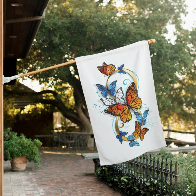 Infinity of Monarch Butterflies House Flag (In SItu)