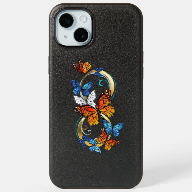 Infinity of Monarch Butterflies iPhone 15 Plus Case (Back)