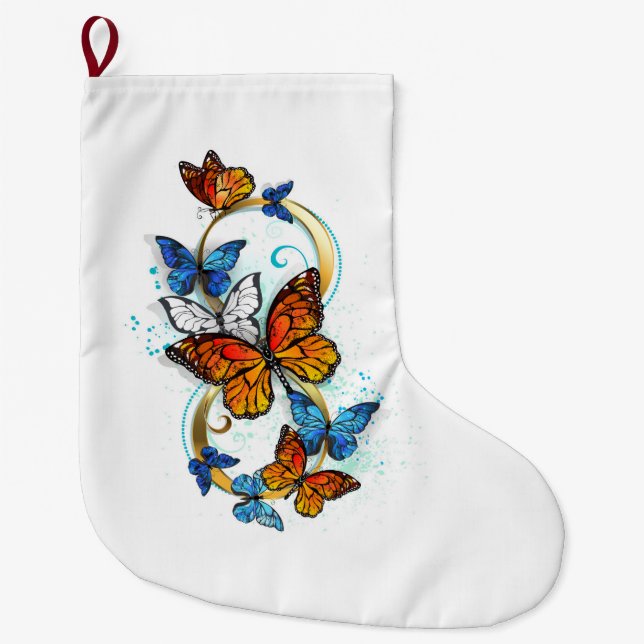 Infinity of Monarch Butterflies Large Christmas Stocking (Front)