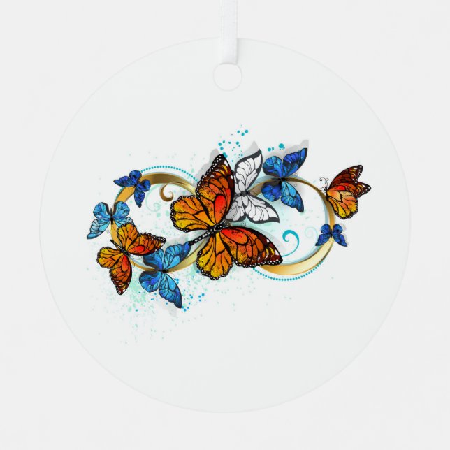 Infinity of Monarch Butterflies Metal Ornament (Front)