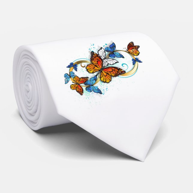 Infinity of Monarch Butterflies Neck Tie (Rolled)
