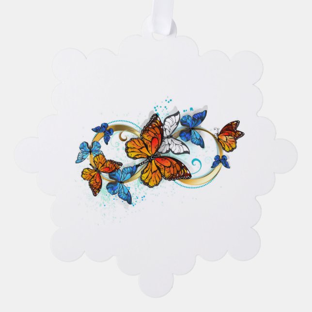 Infinity of Monarch Butterflies Ornament Card (Front)