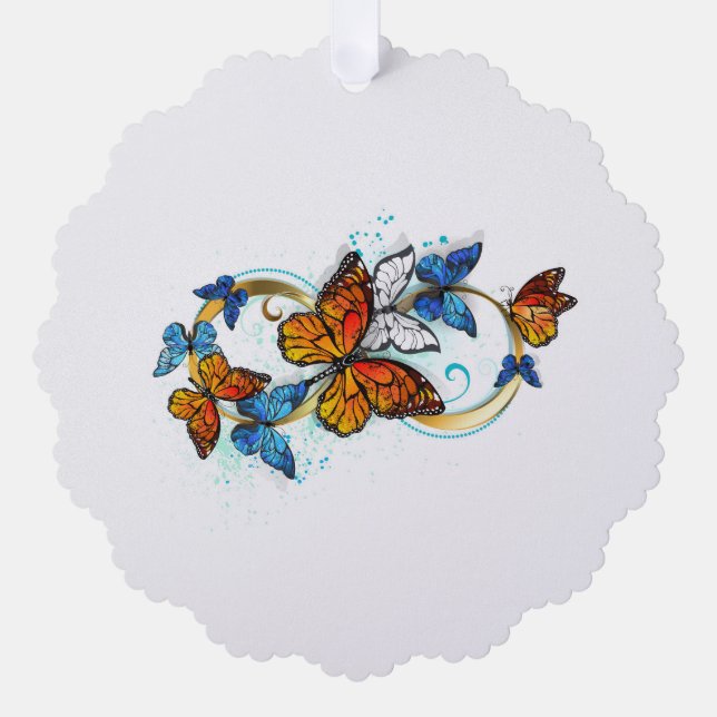Infinity of Monarch Butterflies Ornament Card (Front)