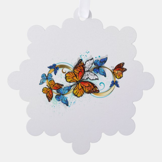 Infinity of Monarch Butterflies Ornament Card (Front)