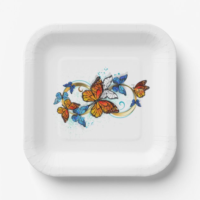 Infinity of Monarch Butterflies Paper Plates (Front)