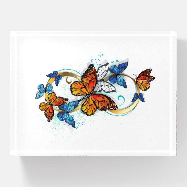 Infinity of Monarch Butterflies Paperweight (Front)