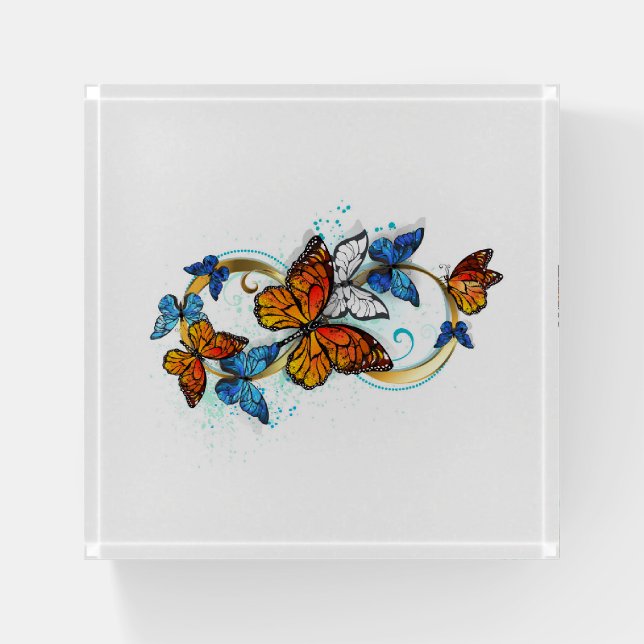 Infinity of Monarch Butterflies Paperweight (Front)