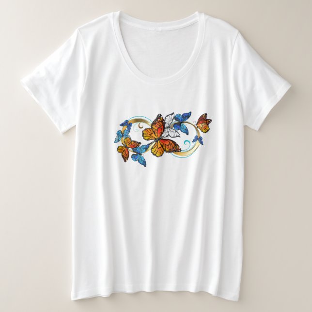 Infinity of Monarch Butterflies Plus Size T-Shirt (Design Front)
