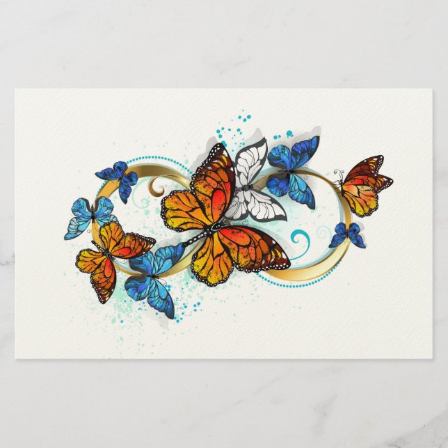 Infinity of Monarch Butterflies Stationery (Front)