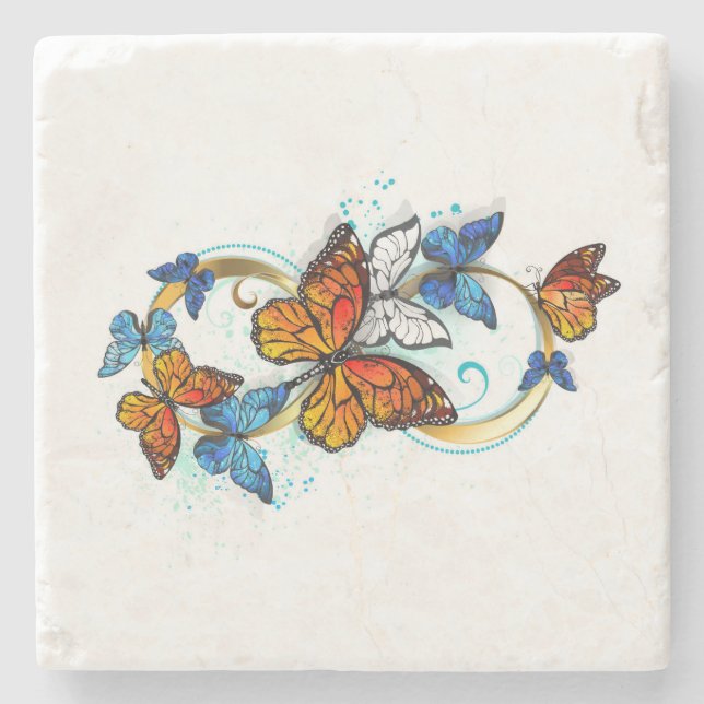 Infinity of Monarch Butterflies Stone Coaster (Front)
