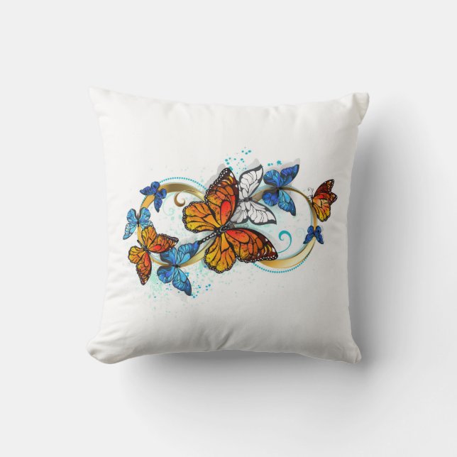 Infinity of Monarch Butterflies Throw Pillow (Front)