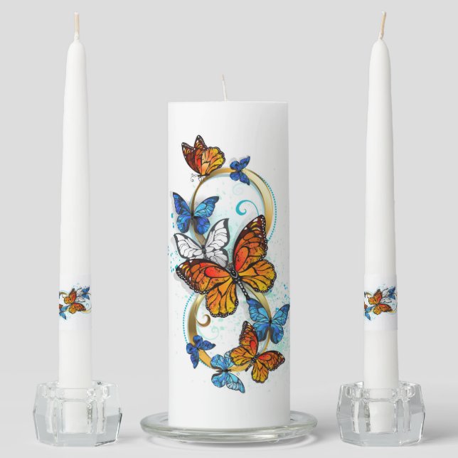 Infinity of Monarch Butterflies Unity Candle Set (Front)