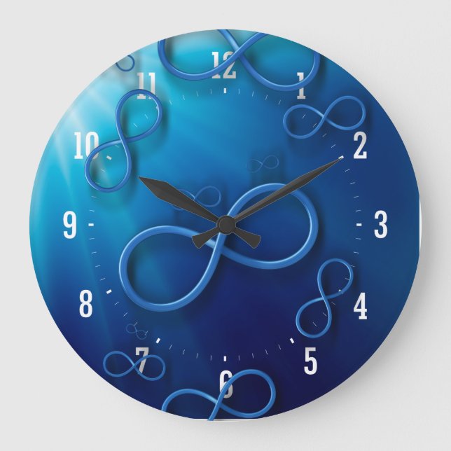 Infinity on illuminated blue background Wall Clock (Front)