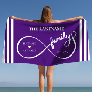 Infinity Personalized Family Name and Est. Date Beach Towel