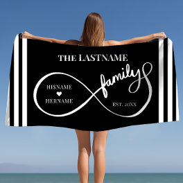 Infinity Personalized Family Name and Est. Date Beach Towel