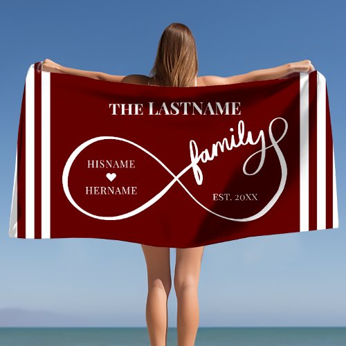 Infinity Personalized Family Name and Est Date Beach Towel