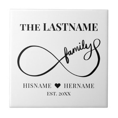 Infinity Personalized Family Name and Est Date Ceramic Tile
