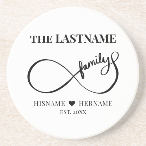 Infinity Personalized Family Name and Est Date Coaster