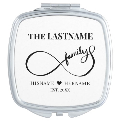 Infinity Personalized Family Name and Est Date Compact Mirror