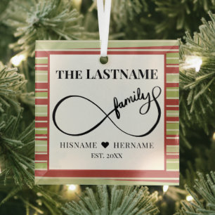 Infinity Personalized Family Name and Est. Date Glass Ornament