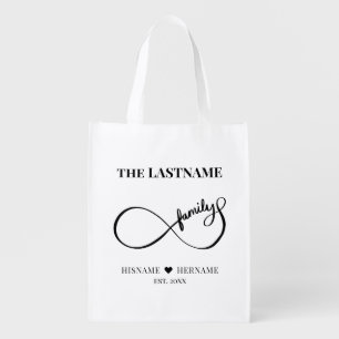 Infinity Personalized Family Name and Est. Date Grocery Bag