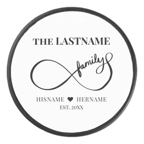 Infinity Personalized Family Name and Est Date Hockey Puck