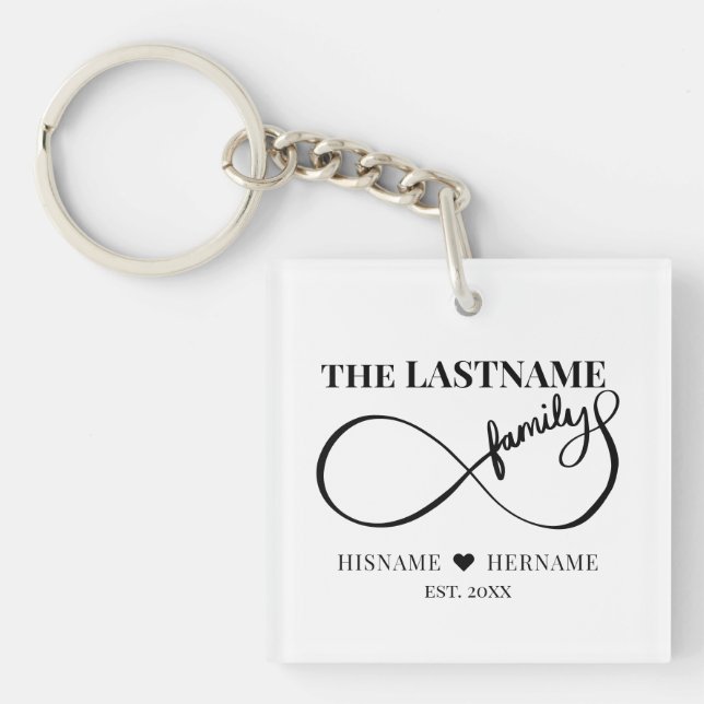 Infinity Personalized Family Name and Est. Date Keychain (Front)