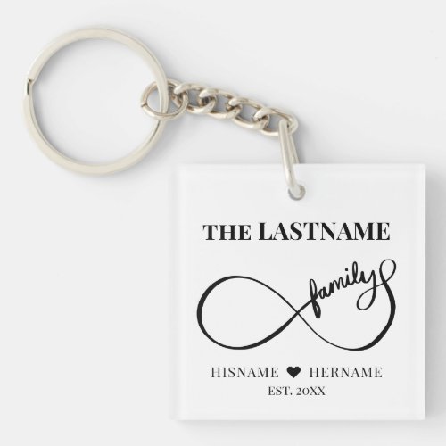 Infinity Personalized Family Name and Est Date Keychain