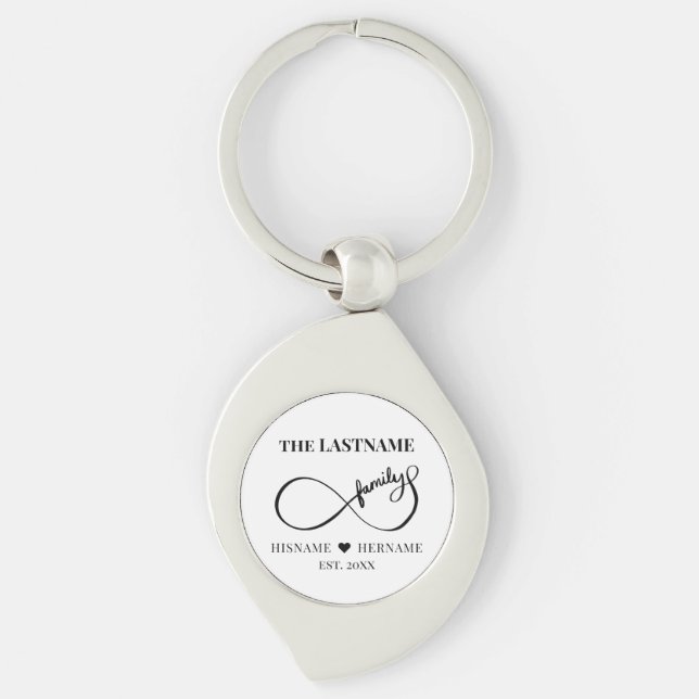 Infinity Personalized Family Name and Est. Date Keychain (Front)