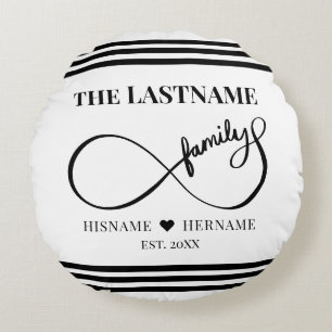 Infinity Personalized Family Name and Est. Date Round Pillow
