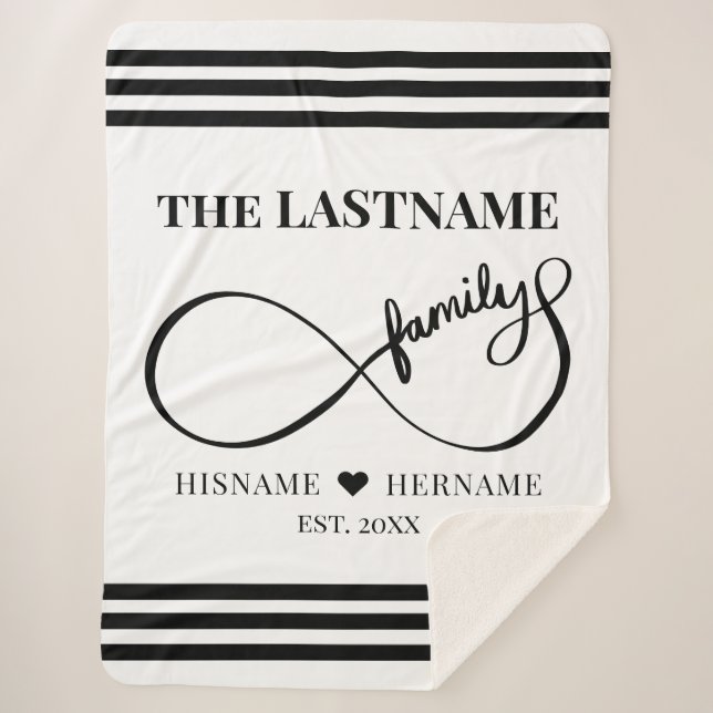 Infinity Personalized Family Name and Est. Date Sherpa Blanket (Front)