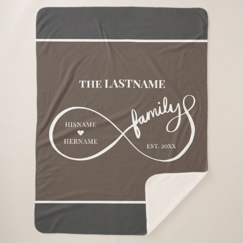 Infinity Personalized Family Name and Est Date  Sherpa Blanket