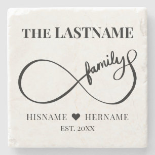 Infinity Personalized Family Name and Est. Date Stone Coaster