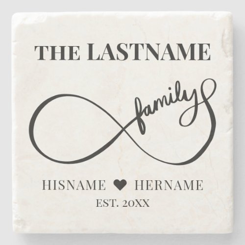 Infinity Personalized Family Name and Est Date Stone Coaster