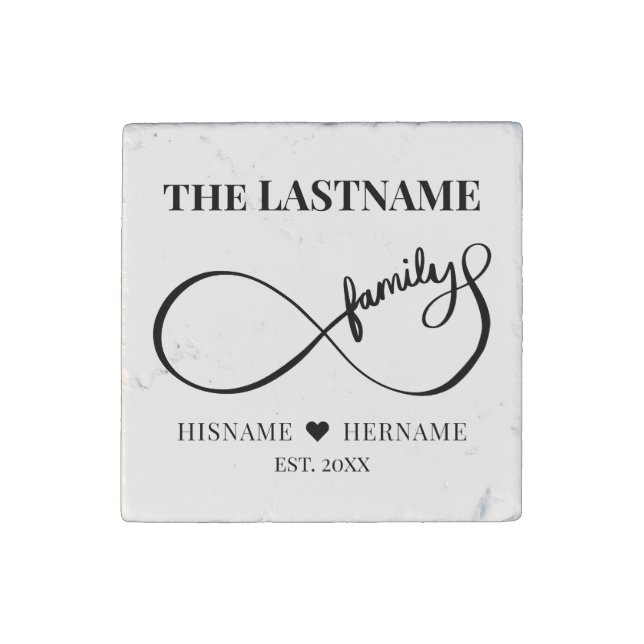 Infinity Personalized Family Name and Est. Date Stone Magnet (Front)