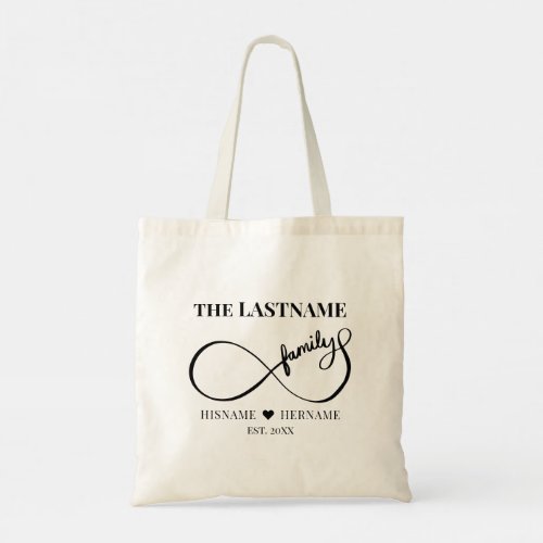 Infinity Personalized Family Name and Est Date Tote Bag