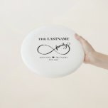 Infinity Personalized Family Name and Est. Date Wham-O Frisbee<br><div class="desc">Elegant infinity with modern calligraphy family word and custom last name. This makes a perfect wedding or wedding anniversary. Want this design on a different product? Click on "VIEW ALL PRODUCTS" on the upper left of this description and choose the item that you want. You can then adjust the size...</div>