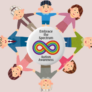 Infinity Rainbow Autism Awareness Button