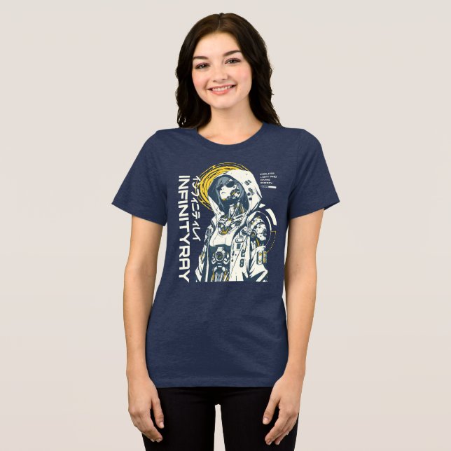 Infinity Ray – Cyberpunk Android Anime Tri-Blend Shirt (Front Full)