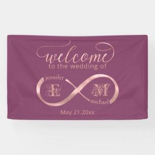 Infinity rose gold romantic monogram cassis banner