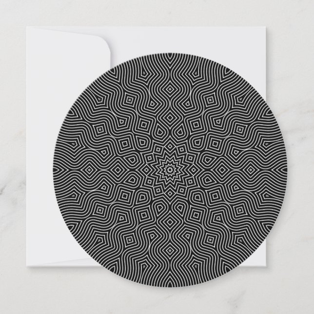 Infinity Round Invitation in Black and White (Front)
