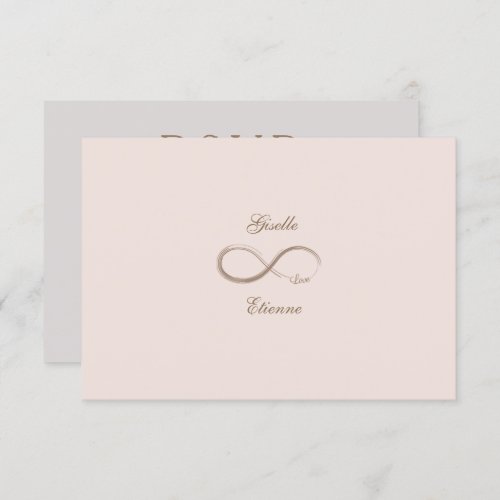 Infinity Sign Blush Pink Custom Name Wedding RSVP Invitation