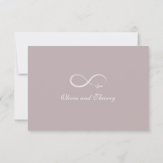 Infinity sign blush pink gray white wedding RSVP Invitation (Back)