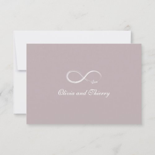 Infinity sign blush pink gray white wedding RSVP Invitation