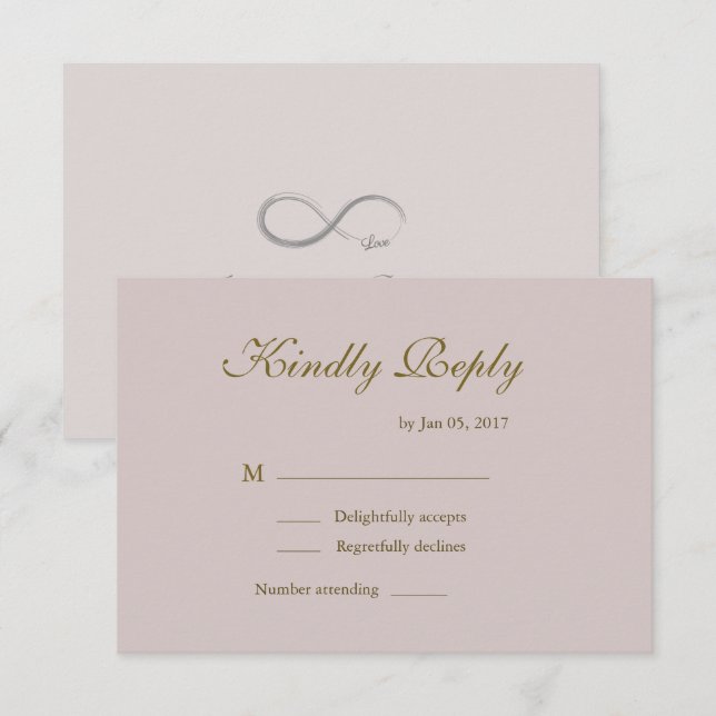 Infinity sign blush pink minimalist wedding RSVP Invitation (Front/Back)