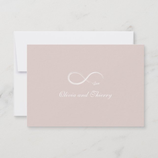 Infinity sign chic light blush white wedding RSVP Invitation (Back)