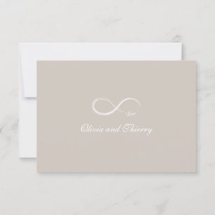 Infinity sign chic light taupe white wedding RSVP Invitation