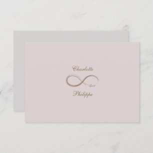 Infinity Sign Dusty Pink Gray Gold Wedding RSVP Invitation