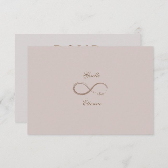 Infinity Sign Dusty Rose Custom Name Wedding RSVP Invitation (Front/Back)